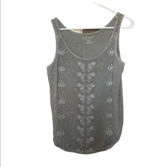 Lucky Brand Tops - Lucky Brand Embroidered Acid Wash Tank Top